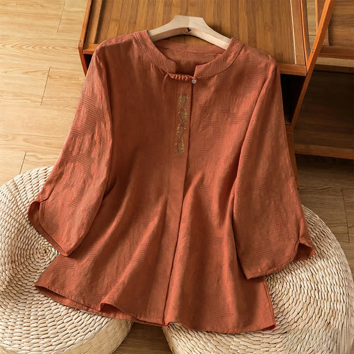 Buddha Stones Chemises à manches courtes pour femmes, style bohème d'été, brodées, à cordon de serrage, unies - Pérou - US12, UK/AU16, EU44 (3XL) - image 14