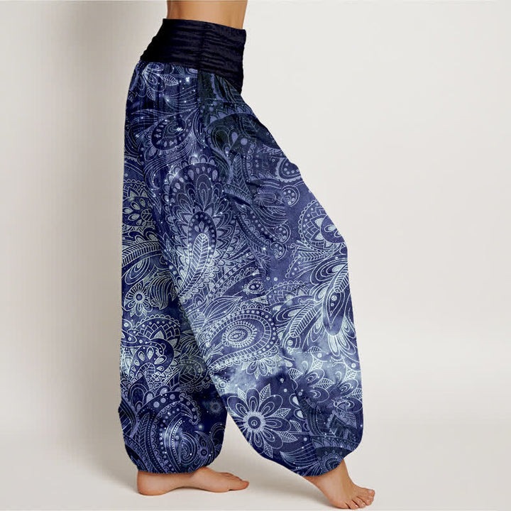 Buddha Stones Pantalon harem pour femme en pur coton à motif cachemire élégant et taille élastique - image 2