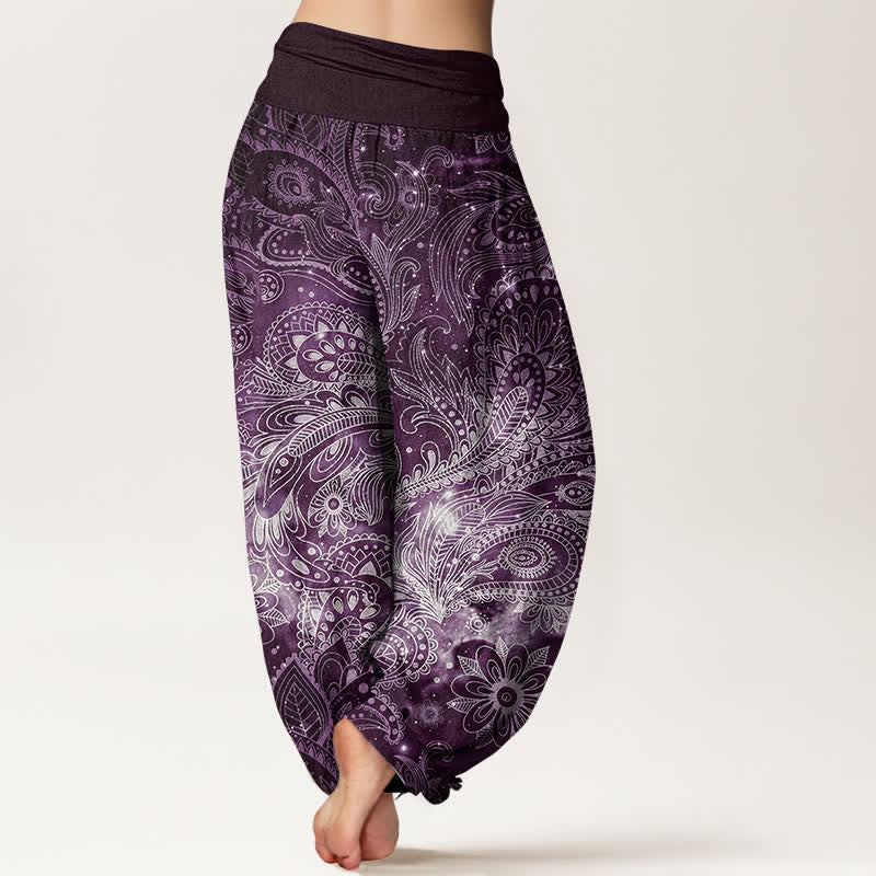 Buddha Stones Pantalon harem pour femme en pur coton à motif cachemire élégant et taille élastique - image 6