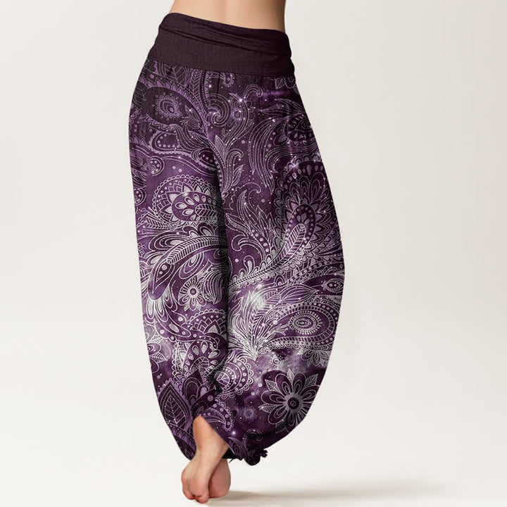 Buddha Stones Pantalon harem pour femme en pur coton à motif cachemire élégant et taille élastique - image 6