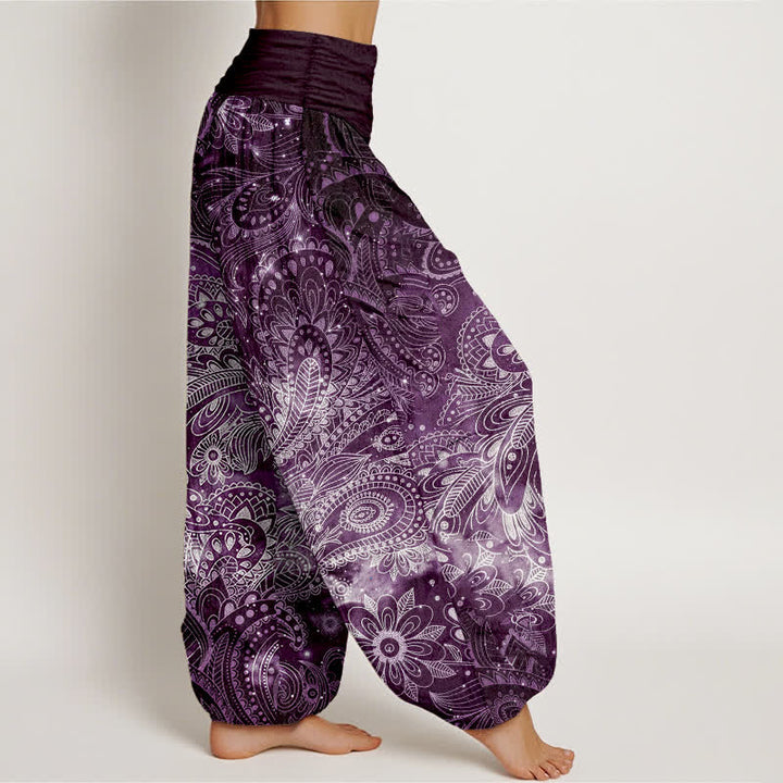 Buddha Stones Pantalon harem pour femme en pur coton à motif cachemire élégant et taille élastique - image 7