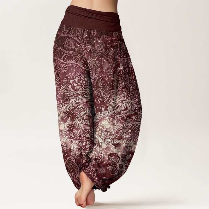 Buddha Stones Pantalon harem pour femme en pur coton à motif cachemire élégant et taille élastique - image 9
