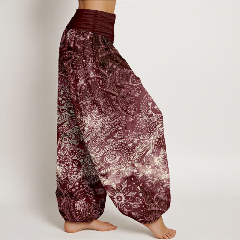 Buddha Stones Pantalon harem pour femme en pur coton à motif cachemire élégant et taille élastique - image 10