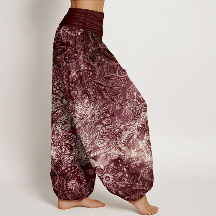 Buddha Stones Pantalon harem pour femme en pur coton à motif cachemire élégant et taille élastique - image 10