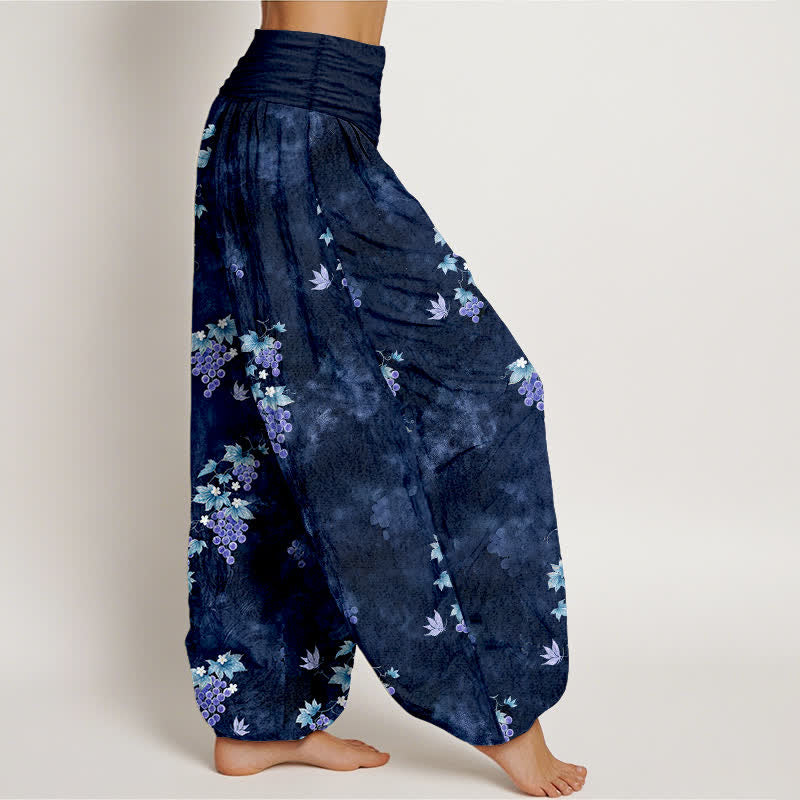 Buddha Stones Pantalon harem à taille élastique pour femme, en coton à motif de vigne vintage - image 7