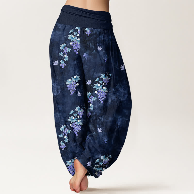 Buddha Stones Pantalon harem à taille élastique pour femme, en coton à motif de vigne vintage - image 6