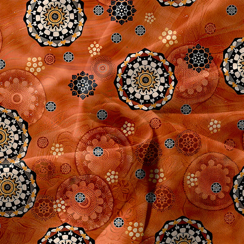 Buddha Stones Robe midi d'été décontractée de style bohème, ornée d'un motif mandala et de médaillons, avec poches. - image 3