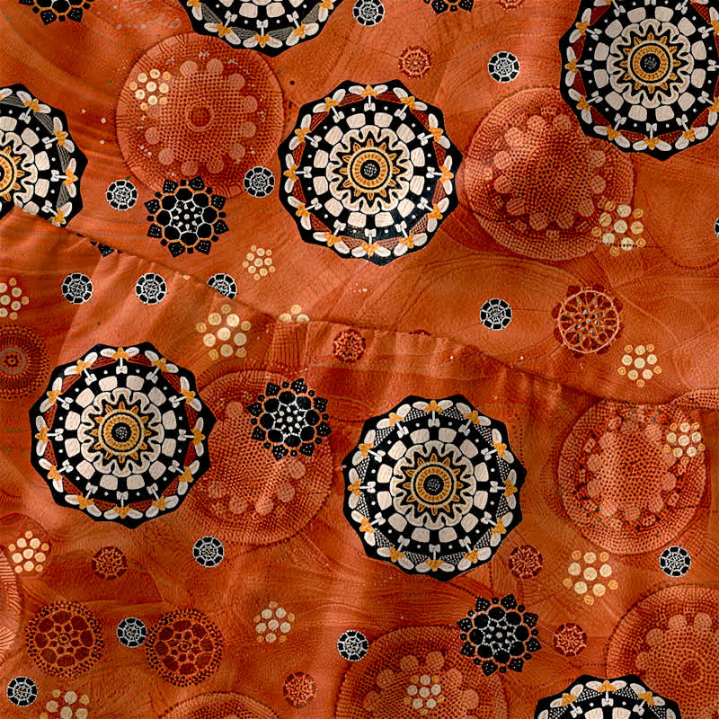 Buddha Stones Robe midi d'été décontractée de style bohème, ornée d'un motif mandala et de médaillons, avec poches. - image 1