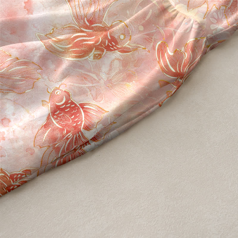 Buddha Stones Robe midi d'été décontractée pour femme, à motif de poissons rouges et de carpes koï, avec poches - image 2