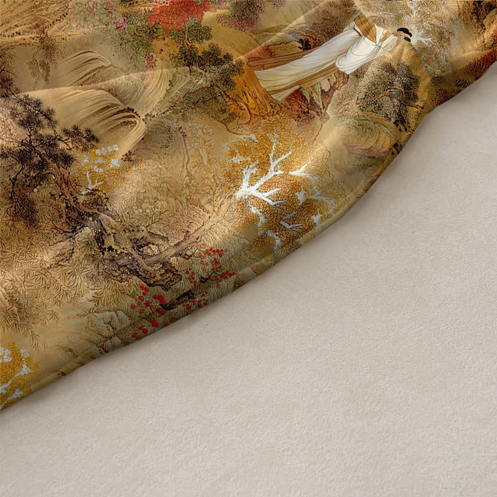 Buddha Stones Robe midi d'été décontractée pour femme, à motif paysage oriental, sans manches et avec poches - image 2
