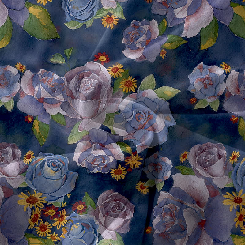 Buddha Stones Robe midi d'été décontractée pour femme, à motif floral rose vintage et sans manches, avec poches - image 3