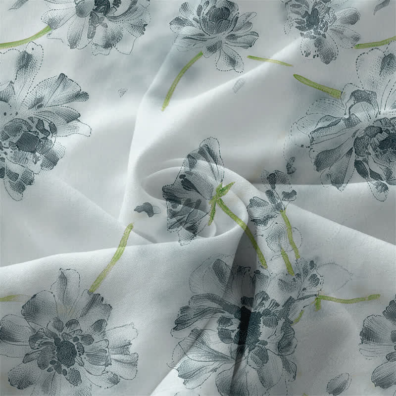Buddha Stones Robe midi d'été décontractée pour femme, à motif floral botanique, sans manches et avec poches - image 3