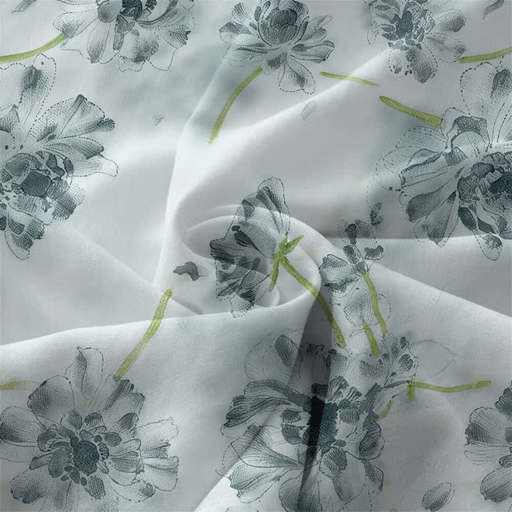 Buddha Stones Robe midi d'été décontractée pour femme, à motif floral botanique, sans manches et avec poches - image 3