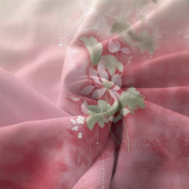 Buddha Stones Robe midi d'été décontractée pour femme, à motif floral dégradé et feuilles, sans manches et avec poches - image 3