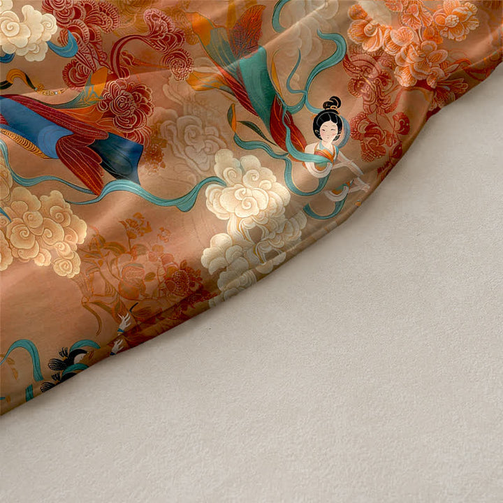 Buddha Stones Robe midi d'été décontractée pour femme, à motif de nuages ​​orientaux et sans manches, avec poches - image 2