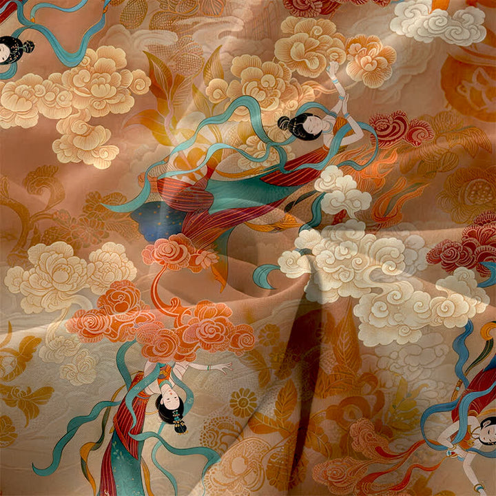 Buddha Stones Robe midi d'été décontractée pour femme, à motif de nuages ​​orientaux et sans manches, avec poches - image 3