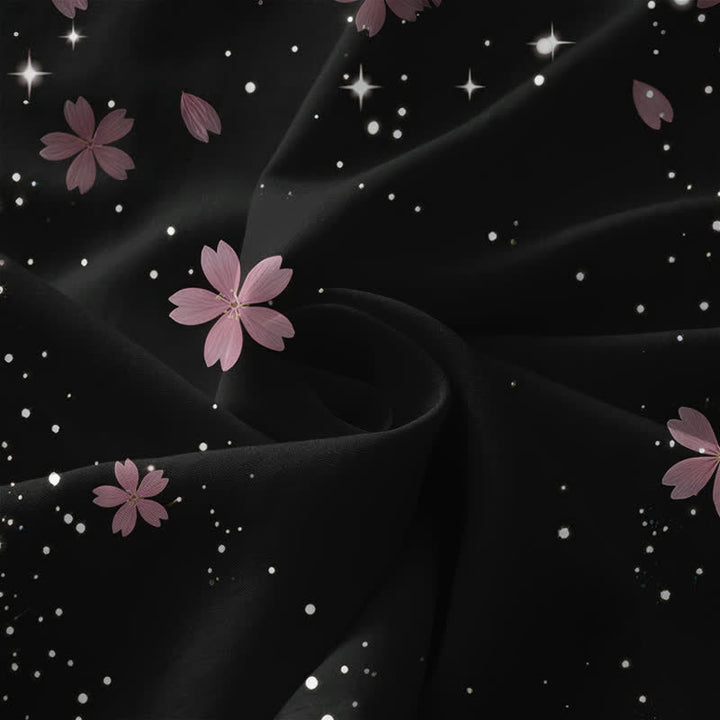 Buddha Stones Robe midi d'été décontractée pour femme, motif fleurs de cerisier et étoiles, sans manches et avec poches - image 3