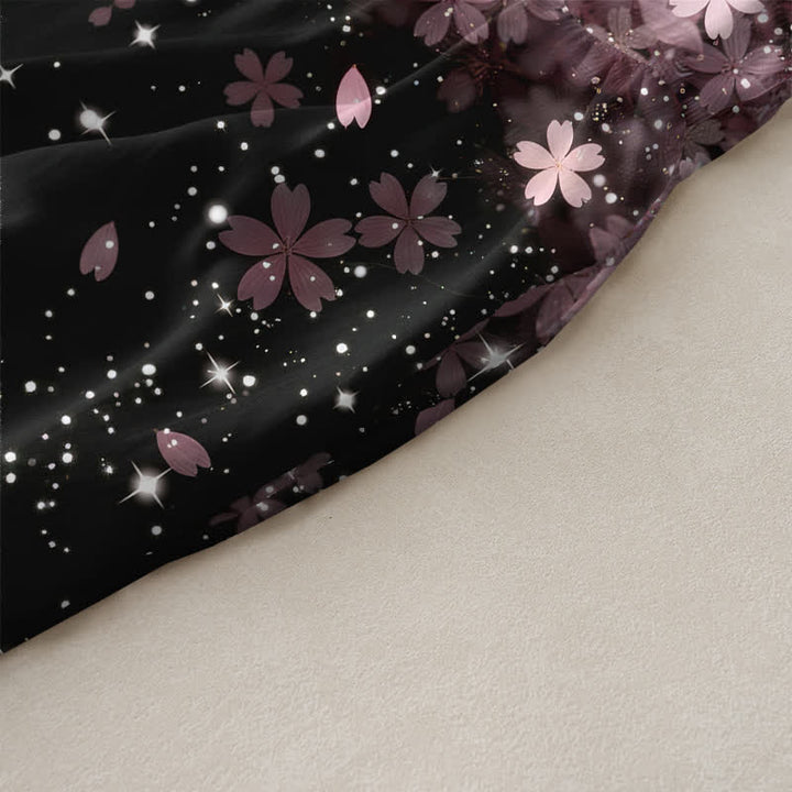 Buddha Stones Robe midi d'été décontractée pour femme, motif fleurs de cerisier et étoiles, sans manches et avec poches - image 2