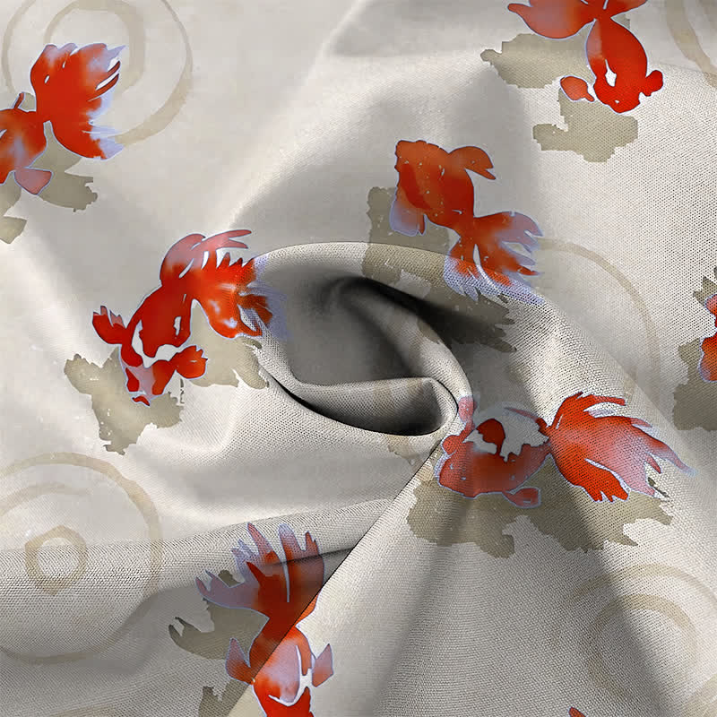 Buddha Stones Chemise à manches courtes pour homme, infroissable, avec boutons à motif de carpes koï rouges. - image 8
