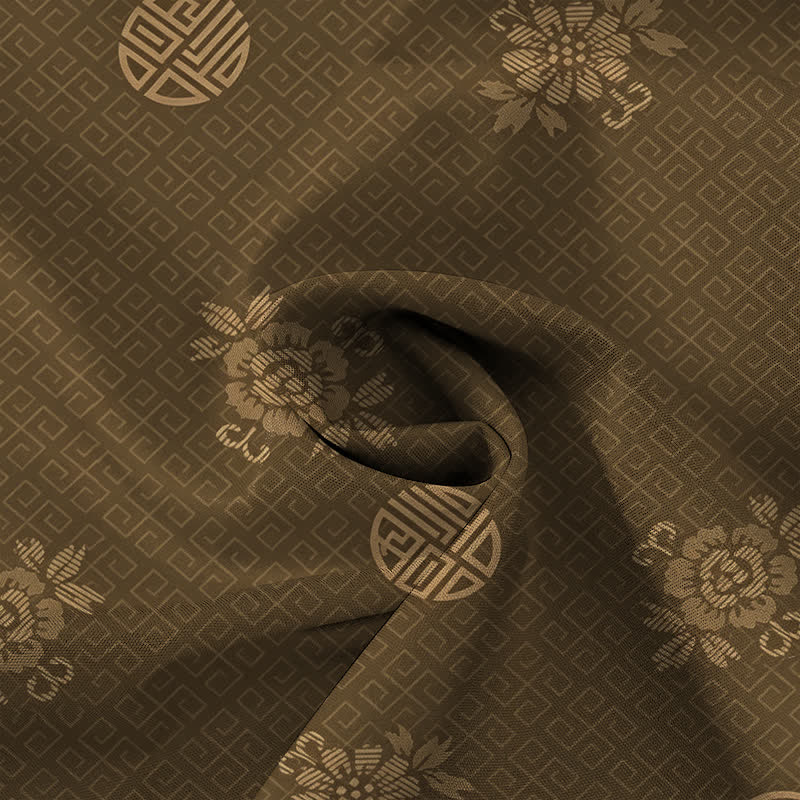 Buddha Stones Chemise à manches courtes respirante pour homme avec boutons à motif médaillon floral géométrique - image 4