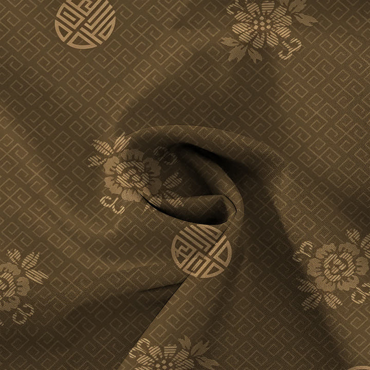 Buddha Stones Chemise à manches courtes respirante pour homme avec boutons à motif médaillon floral géométrique - image 4