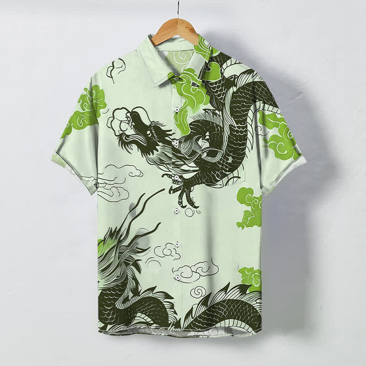 Buddha Stones Chemise à manches courtes pour homme, à boutons à motif de nuage de dragon oriental, infroissable - Melon miellat - US/UK/AU48，EU58 (4XL) - image 6