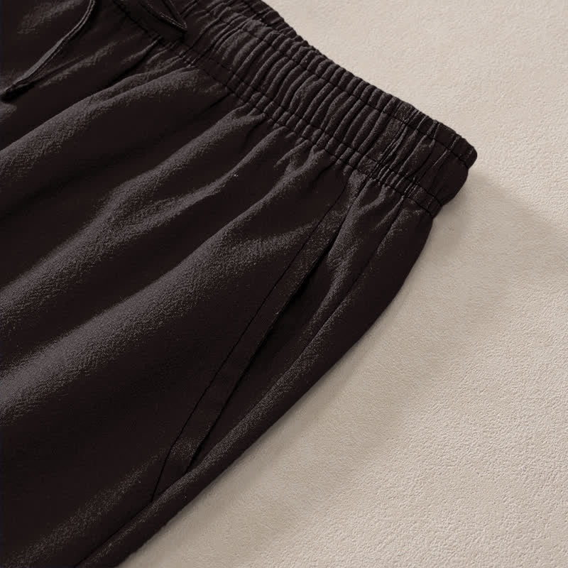 Buddha Stones Pantalon fuselé pour homme en coton à motif papillon et renard, avec poches - image 2