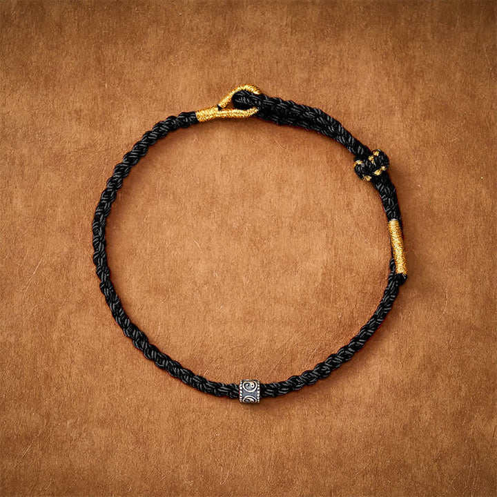 Buddha Stones Bracelet minimaliste tissé à la main, noir et rouge, symbole Yin Yang et protection. - image 12