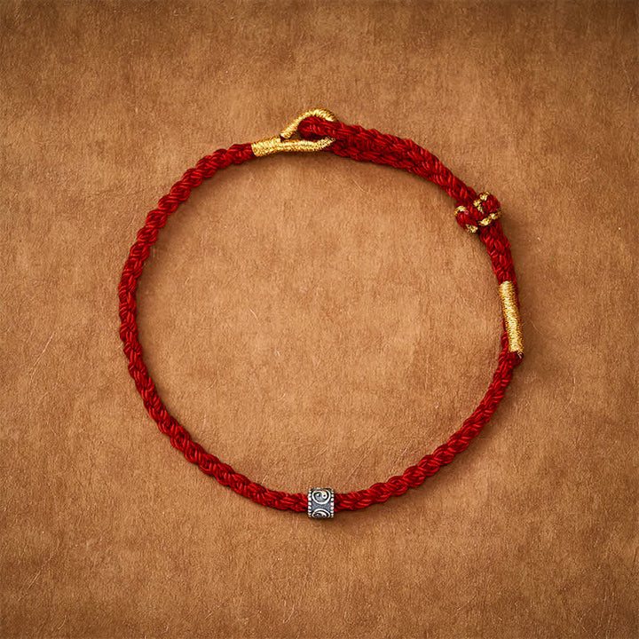 Buddha Stones Bracelet minimaliste tissé à la main, noir et rouge, symbole Yin Yang et protection. - image 8