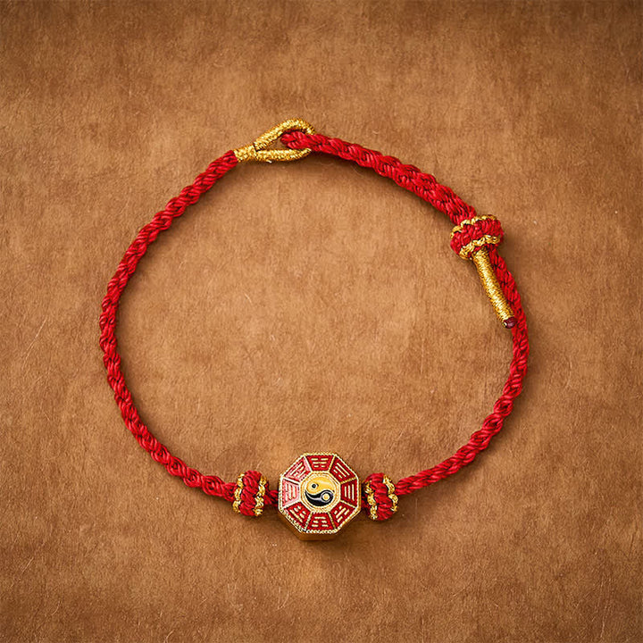 Buddha Stones Bracelet Bagua chinois de protection pour pièces de monnaie, tressé en fil rouge et ajustable - image 9