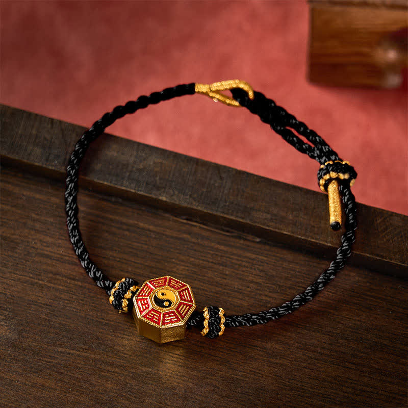 Buddha Stones Bracelet Bagua chinois de protection pour pièces de monnaie, tressé en fil rouge et ajustable - Noir - image 10