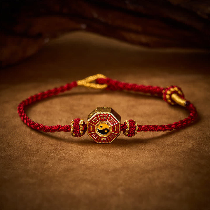 Buddha Stones Bracelet Bagua chinois de protection pour pièces de monnaie, tressé en fil rouge et ajustable - image 2