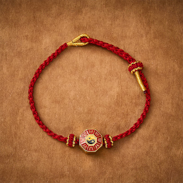 Buddha Stones Bracelet Bagua chinois de protection pour pièces de monnaie, tressé en fil rouge et ajustable - image 1