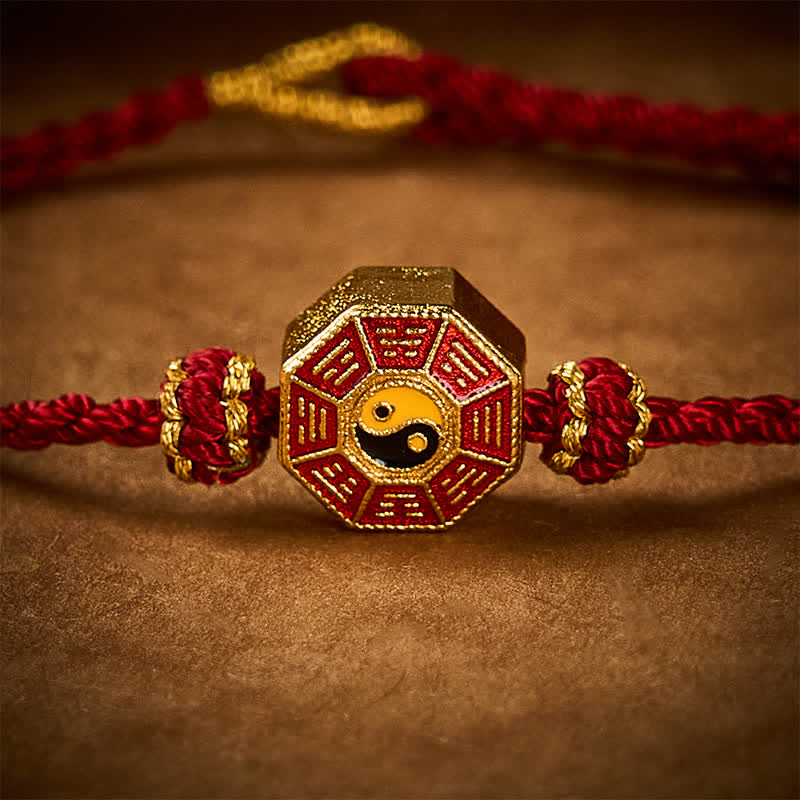 Buddha Stones Bracelet Bagua chinois de protection pour pièces de monnaie, tressé en fil rouge et ajustable - image 5