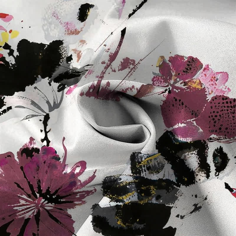 Buddha Stones Chemise à manches courtes respirante pour homme, à boutons et à motif floral aquarelle - image 2