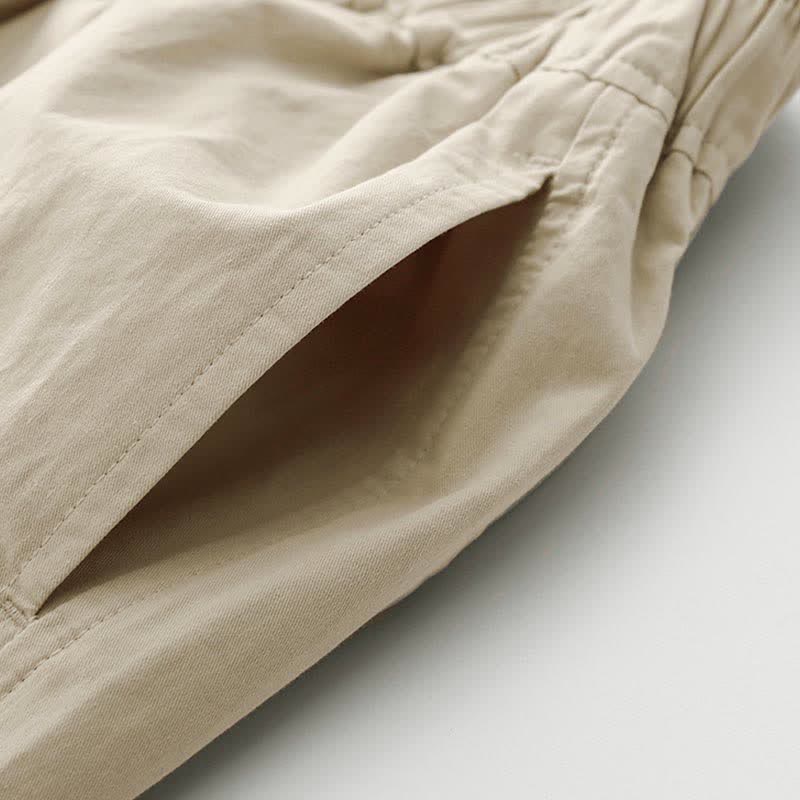 Buddha Stones Pantalon court uni décontracté et minimaliste pour femme, style printemps-été, jambes larges et poches - image 5