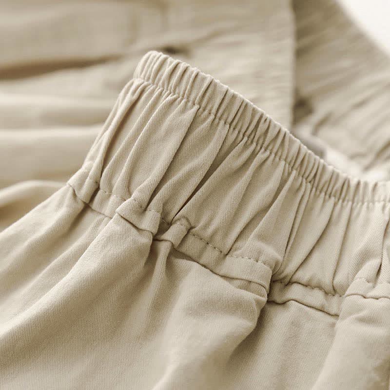 Buddha Stones Pantalon court uni décontracté et minimaliste pour femme, style printemps-été, jambes larges et poches - image 4