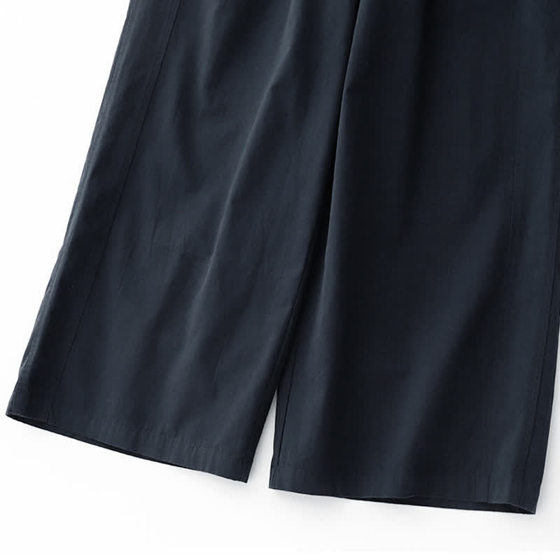 Buddha Stones Pantalon court uni décontracté et minimaliste pour femme, style printemps-été, jambes larges et poches - image 12