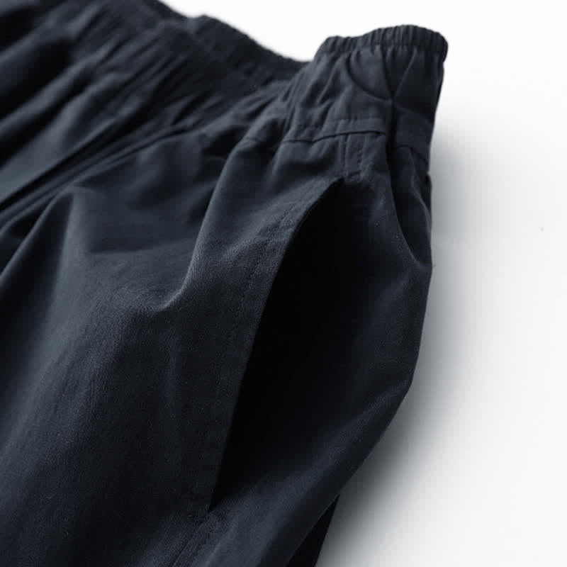 Buddha Stones Pantalon court uni décontracté et minimaliste pour femme, style printemps-été, jambes larges et poches - image 11