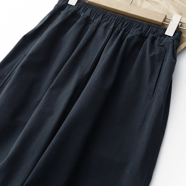 Buddha Stones Pantalon court uni décontracté et minimaliste pour femme, style printemps-été, jambes larges et poches - image 10