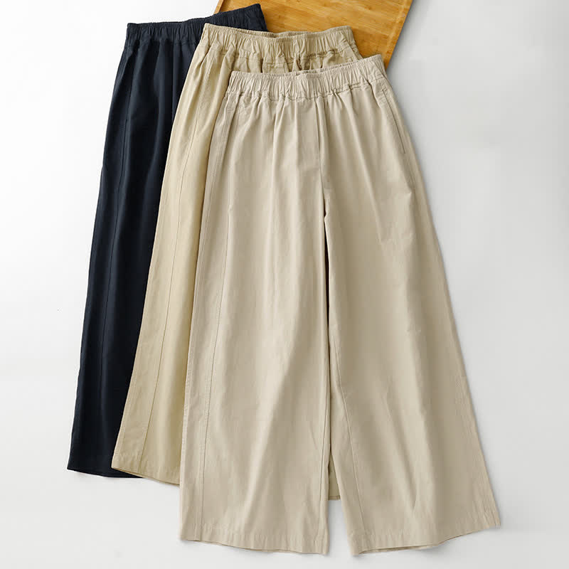 Buddha Stones Pantalon court uni décontracté et minimaliste pour femme, style printemps-été, jambes larges et poches - image 21