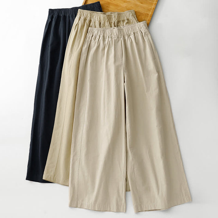 Buddha Stones Pantalon court uni décontracté et minimaliste pour femme, style printemps-été, jambes larges et poches - image 21