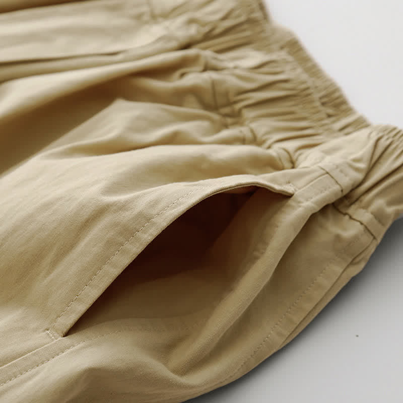 Buddha Stones Pantalon court uni décontracté et minimaliste pour femme, style printemps-été, jambes larges et poches - image 17