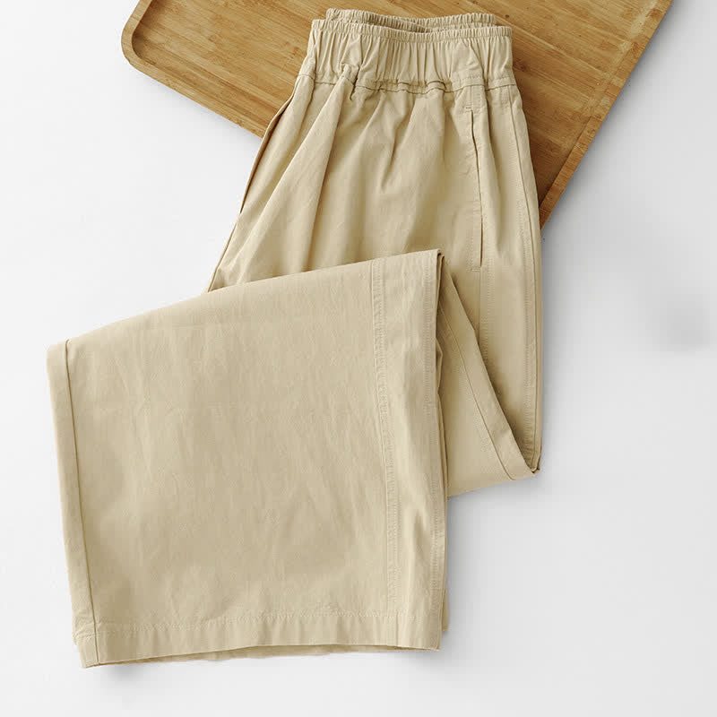 Buddha Stones Pantalon court uni décontracté et minimaliste pour femme, style printemps-été, jambes larges et poches - image 15
