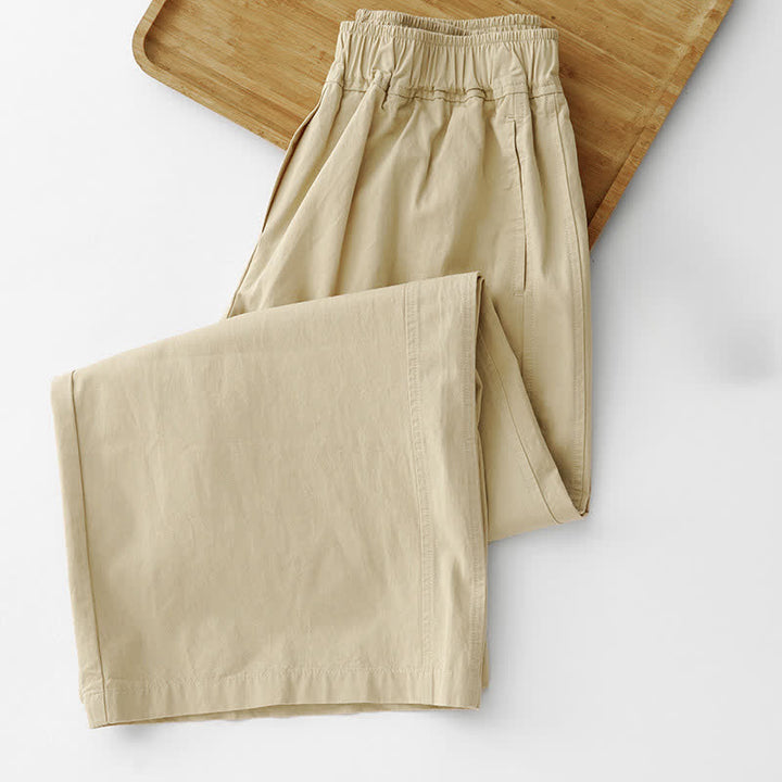 Buddha Stones Pantalon court uni décontracté et minimaliste pour femme, style printemps-été, jambes larges et poches - image 15