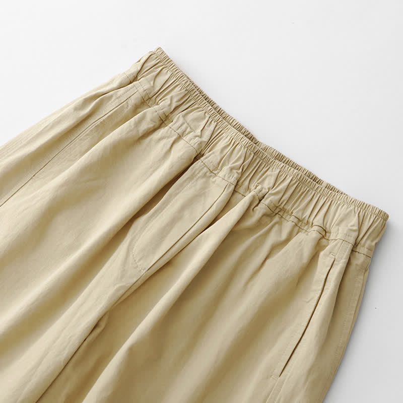 Buddha Stones Pantalon court uni décontracté et minimaliste pour femme, style printemps-été, jambes larges et poches - image 16