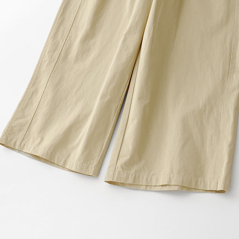 Buddha Stones Pantalon court uni décontracté et minimaliste pour femme, style printemps-été, jambes larges et poches - image 19