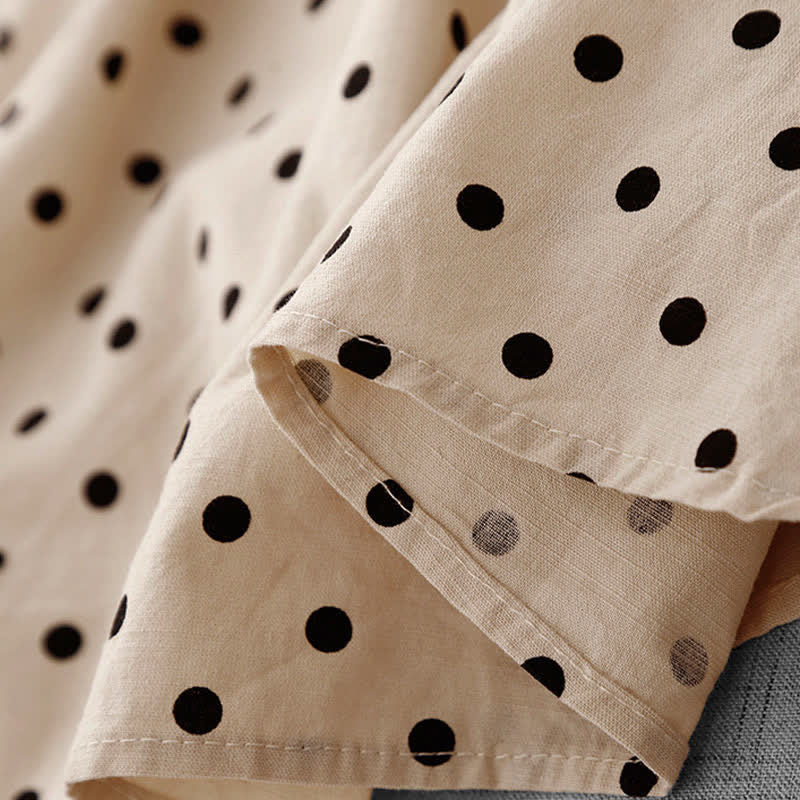 Buddha Stones Robe d'été vintage à pois pour femme, sans manches - image 8