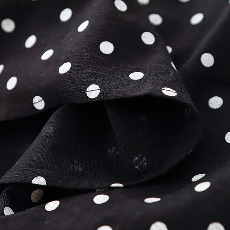 Buddha Stones Robe d'été vintage à pois pour femme, sans manches - image 14