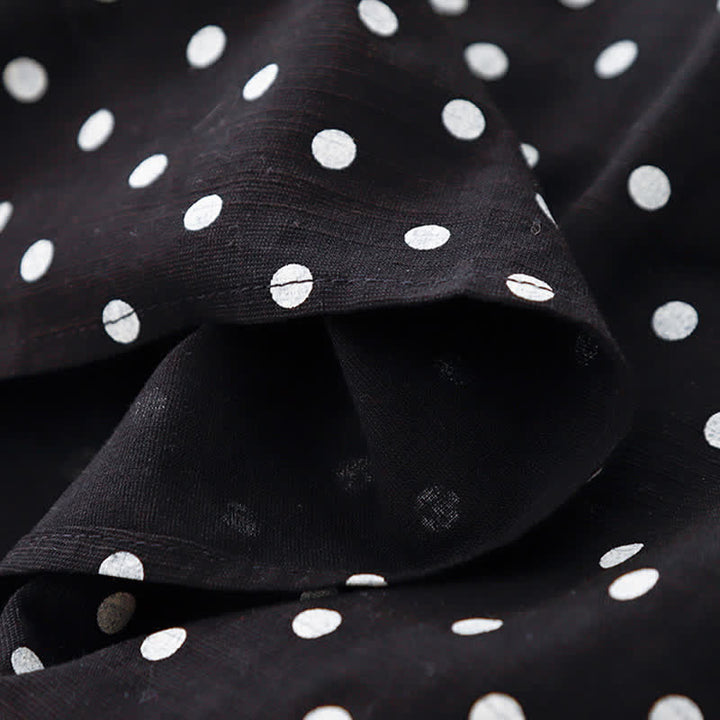 Buddha Stones Robe d'été vintage à pois pour femme, sans manches - image 14